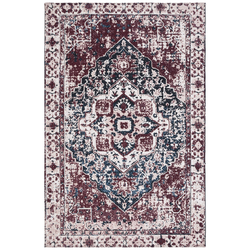 Tapis rouge / bleu marine, Rectangle 4 pi x 6 pi
