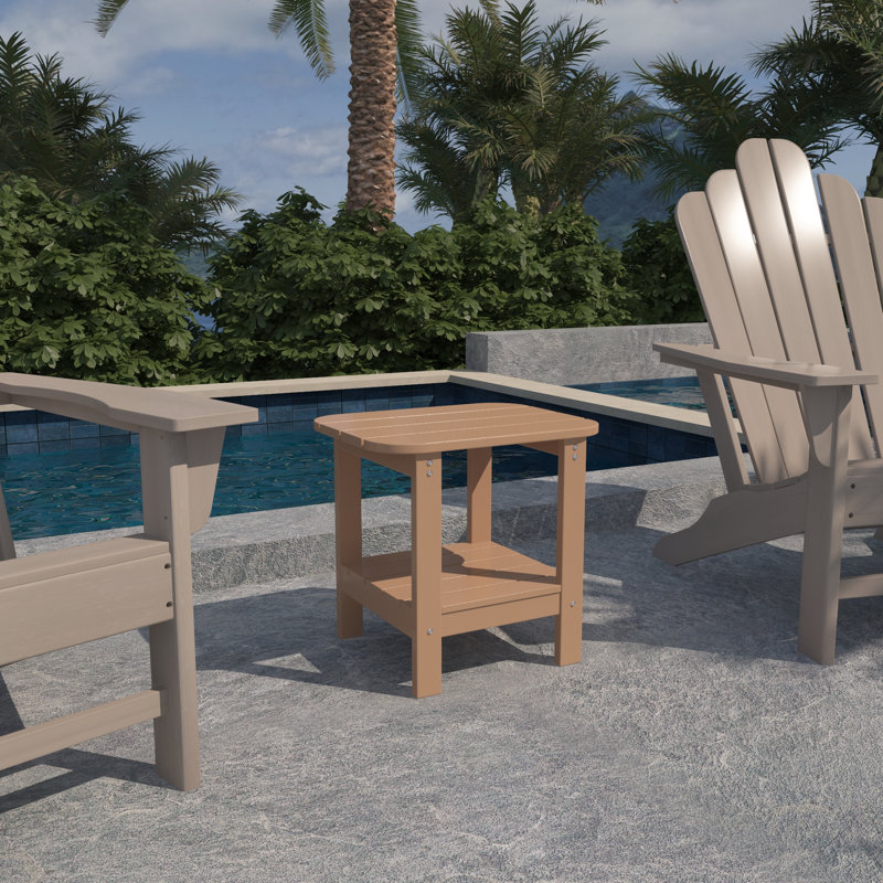 Rectangular Outdoor Side Table , 18.9'' in. W 14.96'' in. D, Light Brown