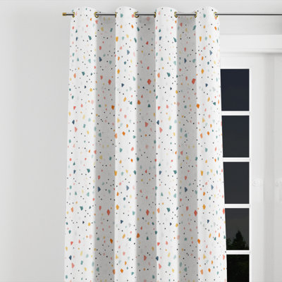 Rideaux modernes pour chambre à coucher - Rideau à œillets multicolores à motif géométrique - 1 panneau