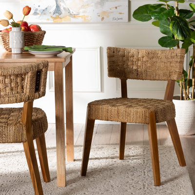 Binisha Bali & Pari Sabit Bohemian Seagrass And Mahogany Wood Dining Chair