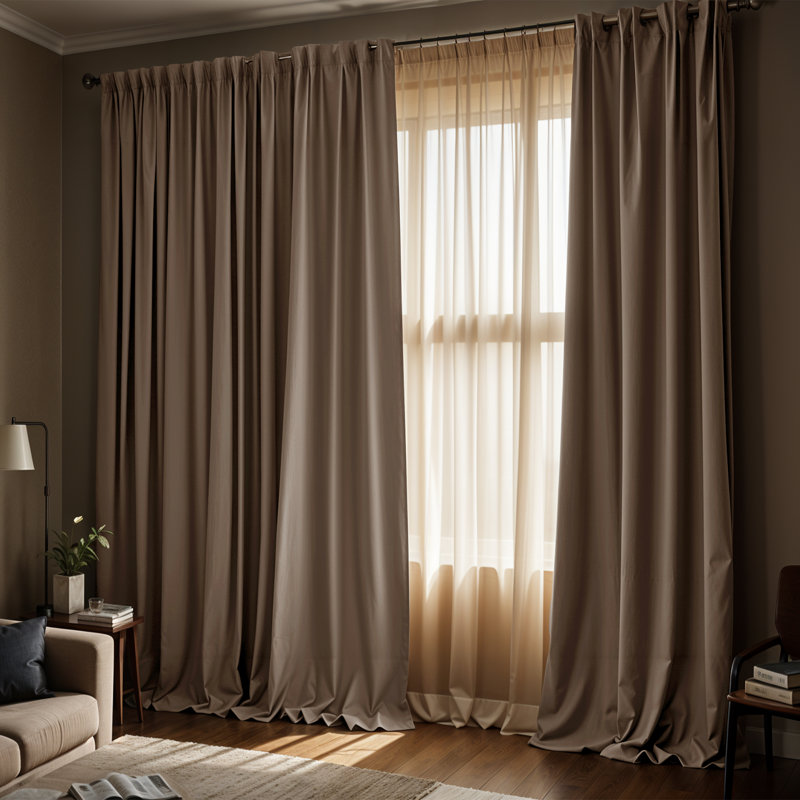 Timiko Blackout Thermal Insulated Curtain Panel, Beige, 52" W x 63" L
