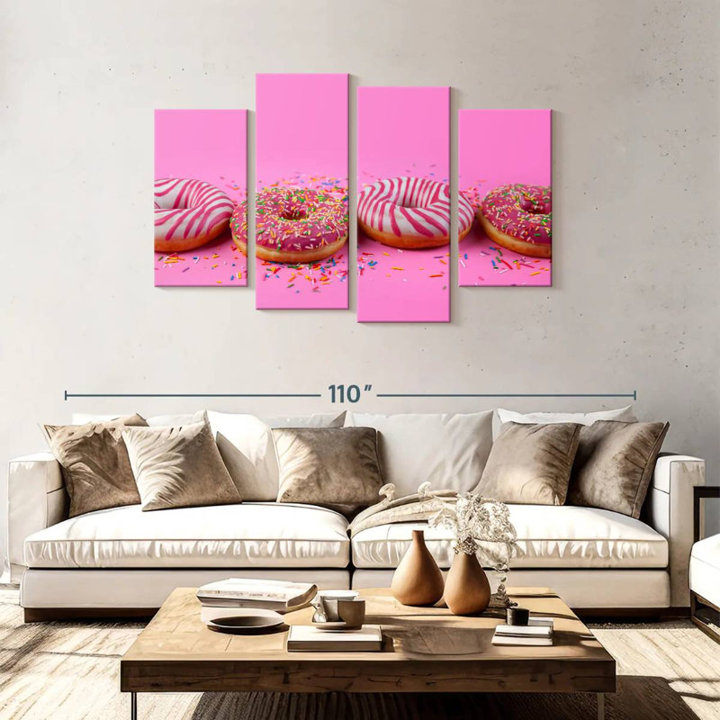Beignets pastel rose, H 48 po x l 75 po