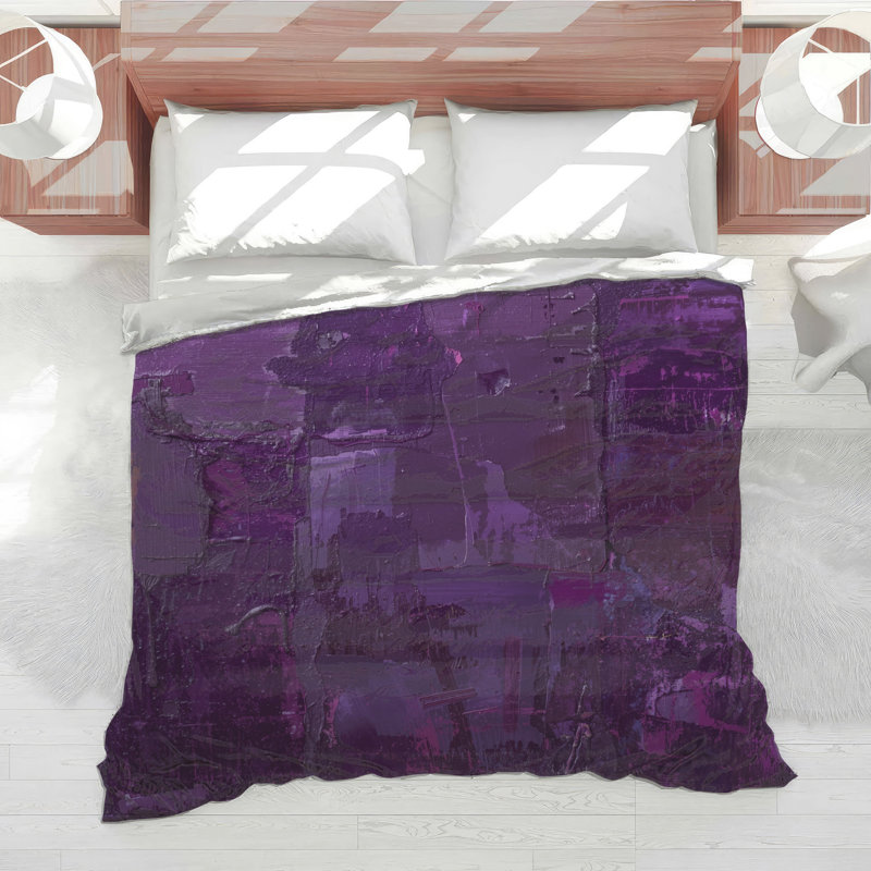 Édredon mauve à motif abstrait texturé, Lit simple
