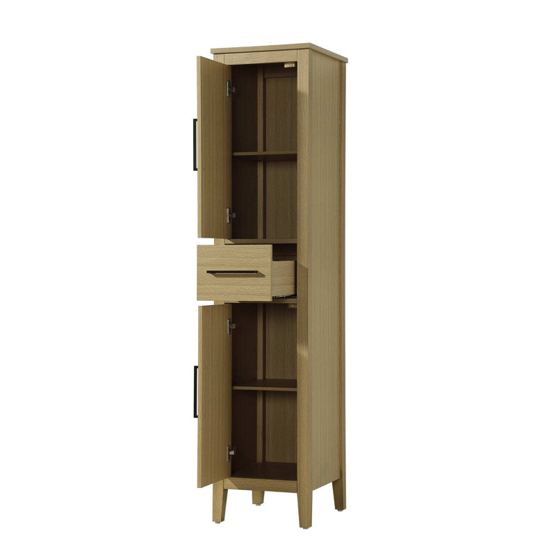 16 Inch Bath Storage Cabinet in Honey Brown, 72" H x 16" W x 72" D, Honey Brown