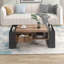 Table basse à grain de bois avec un tiroir sans poignée, double espace de rangement, compartiments de rangement des deux côtés, table de salon, anthracite