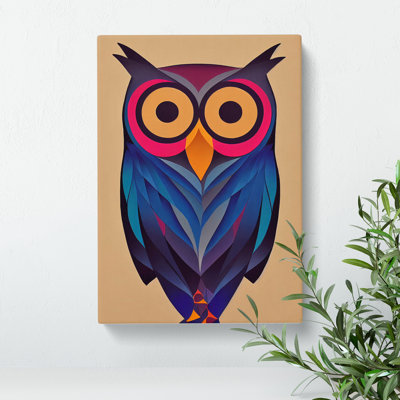 Owl In Technicolour No.3 Abstract - Wrapped Canvas