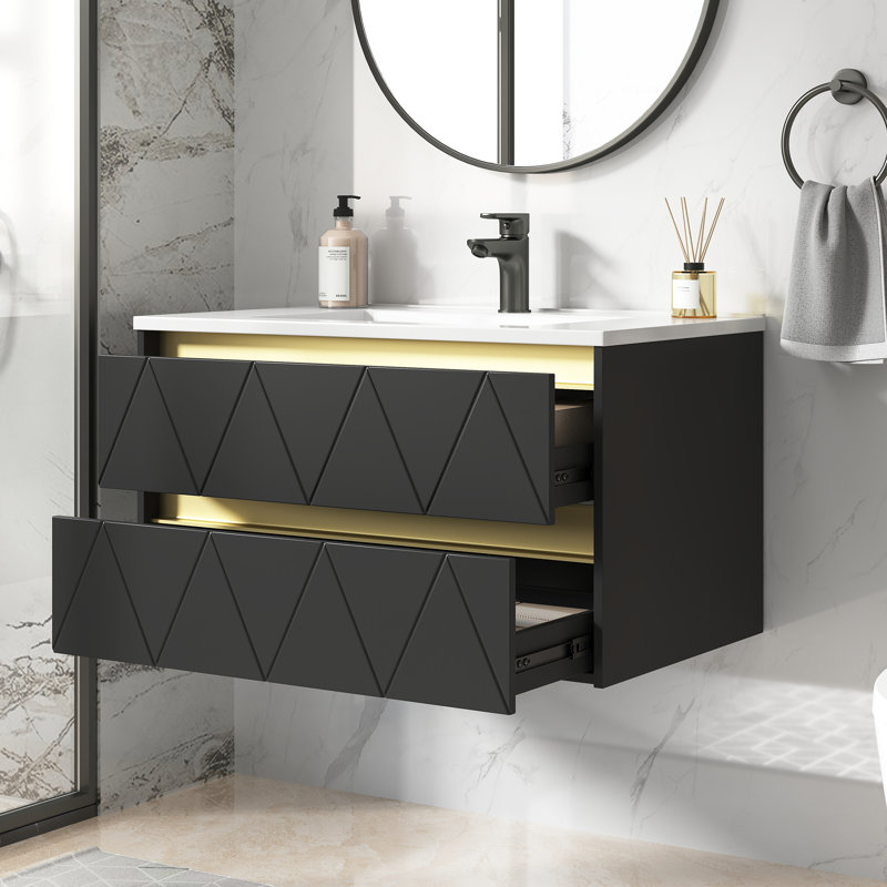 Wilce 30'' Wall-mounted Single Bathroom Vanity With Solid Surface Composite Top