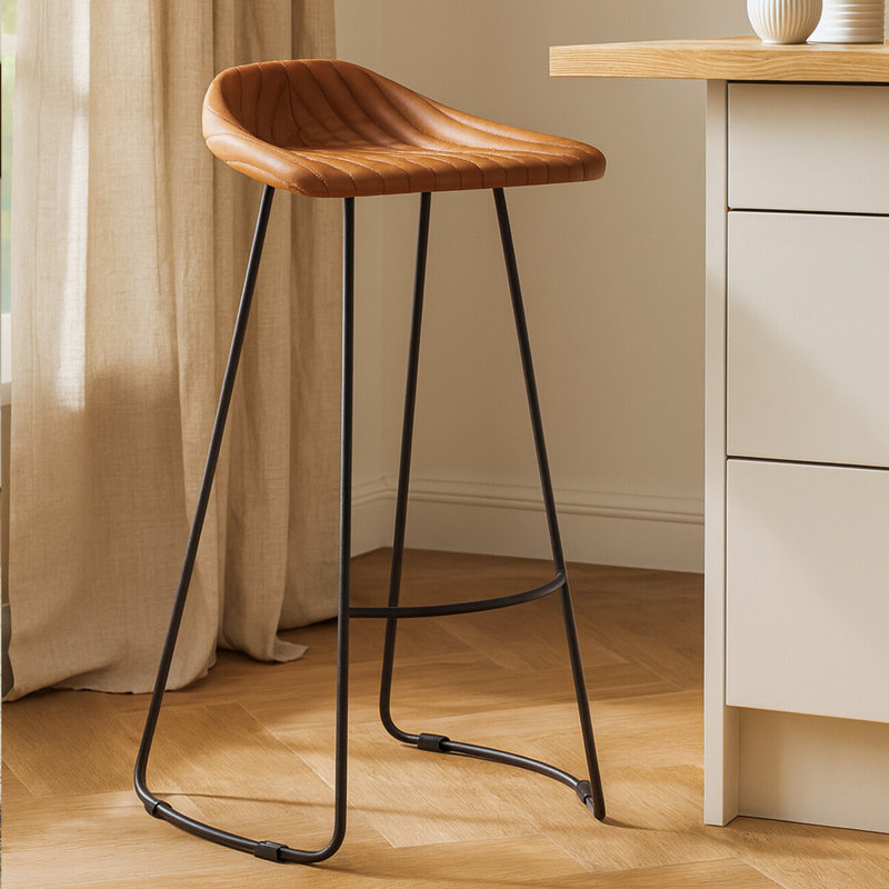 Tallassee Upholstered Counter Stool with Metal Frame