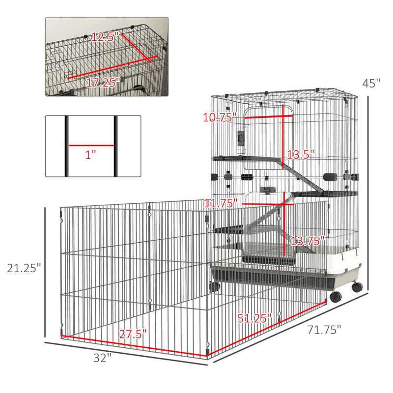 Cage polyvalente pour petits animaux avec plusieurs niveaux et caractéristiques conviviales