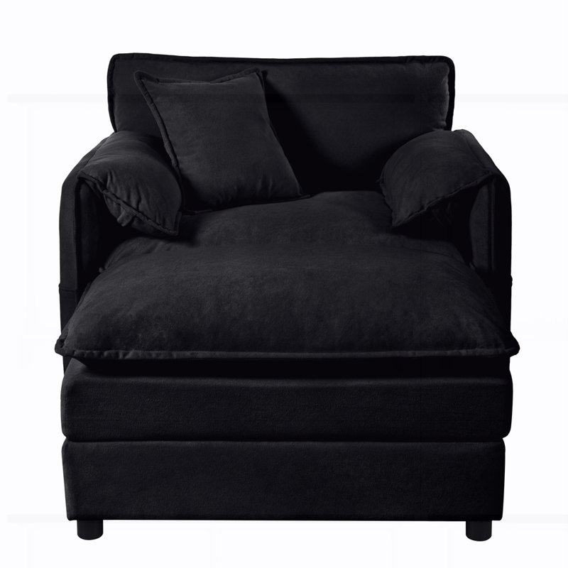 Fauteuil inclinable surdimensionné avec repose-pieds mobile, Noir