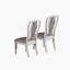 Chaise de salle à manger rembourrée en tissu gris clair, blanc rétro, ensemble de 2