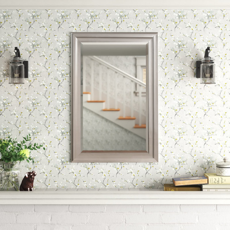 Mora Solid Wood Rectangle Mirror, Bright Nickel