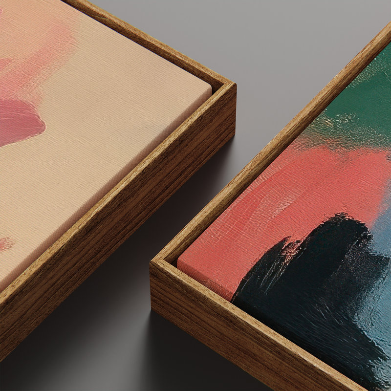 Abstrait coloré pour chambre à coucher - ensemble de 2 reproductions d'art murales encadrées sur toile 60 po x 20 po x 2 pièces