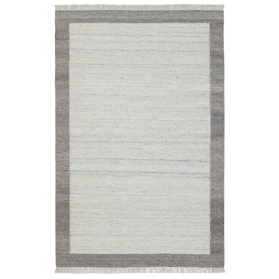 Kaylee Hand Turfed Wool Area Rug in Grey/Ivory