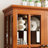 American Design, Dark Oak Glass Showcase, Adjustable Shelves, Doors, E26 Bulb, Textile Display Curio With Four - Door And Bulb For Showcasing Valuables-120632336