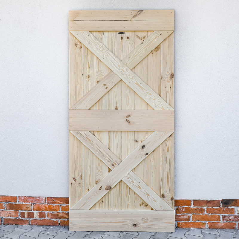 Khanh Solid Pine Sliding Door, Unfinished