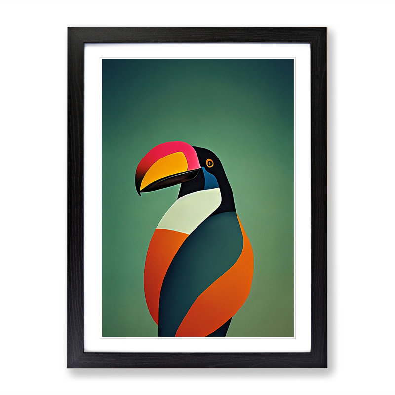 FRM-V0523-2524X Toucan Abstract Vol.2 - Single Picture Frame Print, 64cm H x 46cm W x 2cm D, Oak