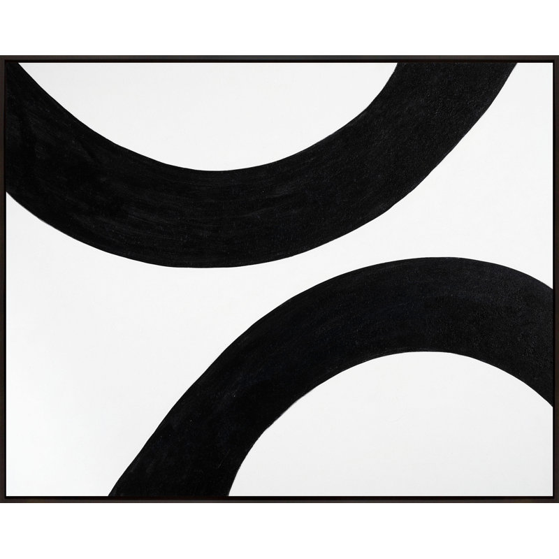 Black And White Curves Print, 47" H x 60" W, Black Framed