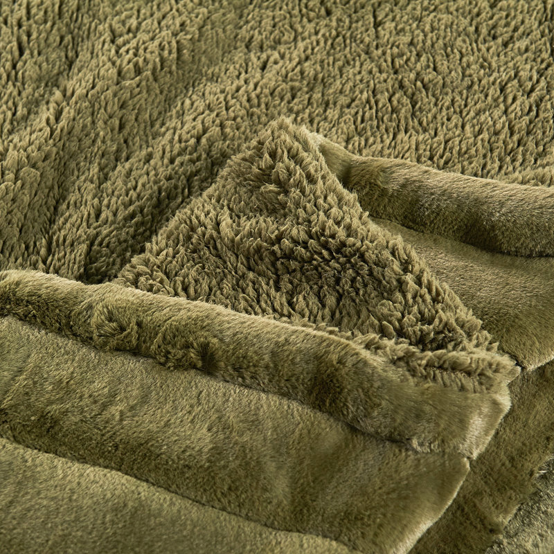 Knitted Throw Blanket, Olive, 299.7cm W x 241.3cm L
