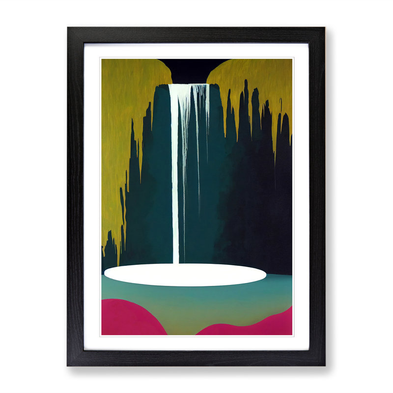 Waterfall Contemporary - Single Picture Frame Print, Black, 64cm H x 46cm W x 2cm D