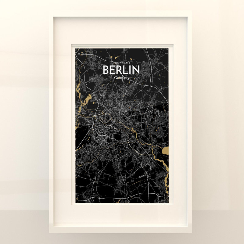 Berlin City Map In Luxe - No Frame Print, 17cm H x 11cm W x 0.05cm D