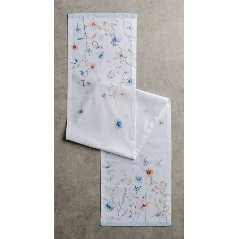 Floral 100% Cotton Table Runner, 108" x 14.5"