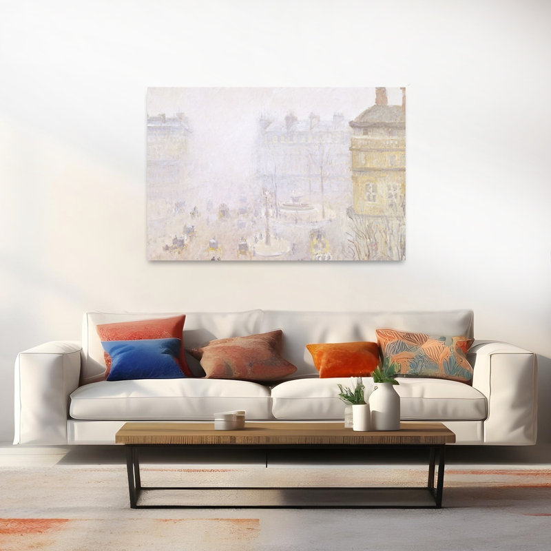 Place Du Theatre Francais: Fog Effect, 1897 Abstract Contemporary City Wall Art Print, 101.6cm H x 152.4cm W
