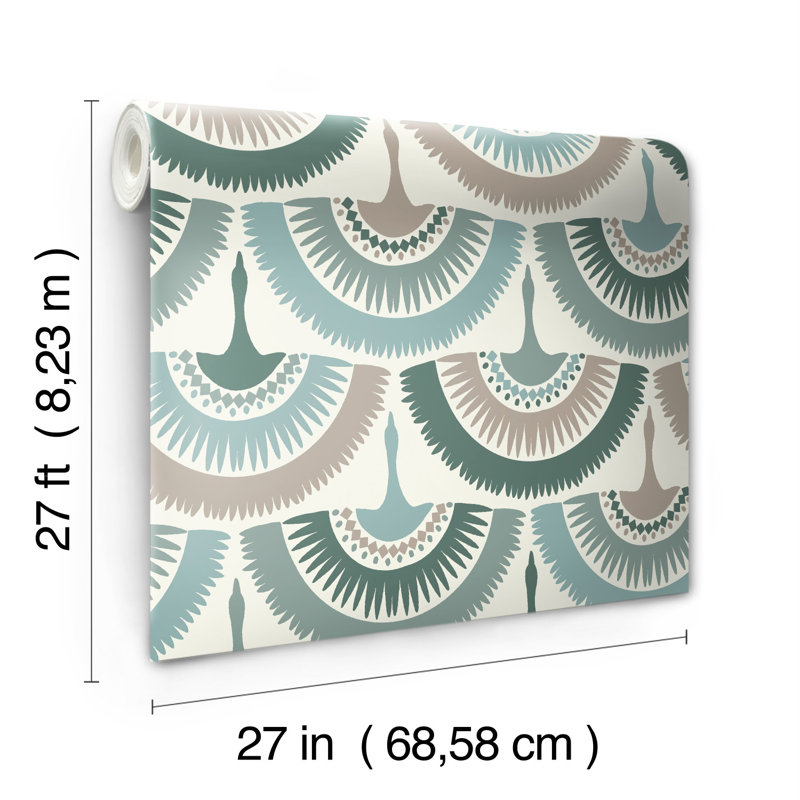 Papier peint plumes et franges Summerlin, Vert