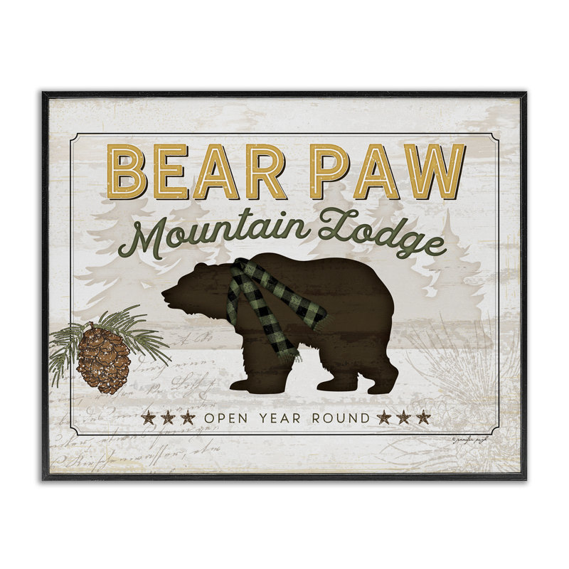 «Bear Paw Mountain Lodge», estampe numérique, design par Jennifer Pugh, H 11 po x l 14 po, Giclée encadrée noir minuit
