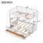 Lit superposé simple au-dessus d'un lit simple en bois avec lit gigogne et tiroirs, blanc