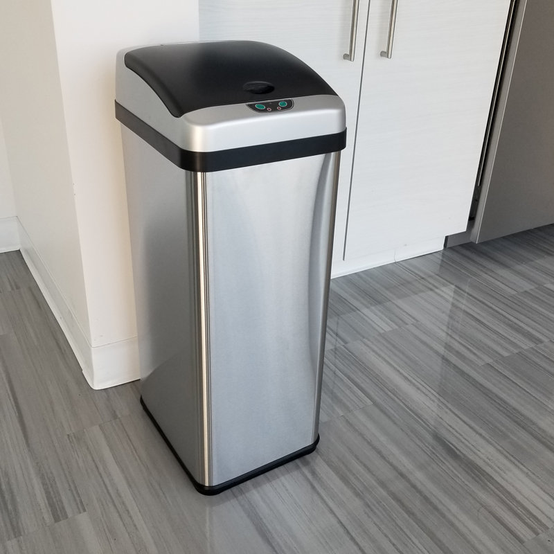 Poubelle à capteur de mouvement Platinum en acier inoxydable 13 gallons