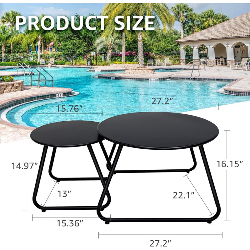 Ensemble de 2 tables basses d'extérieur pour patio