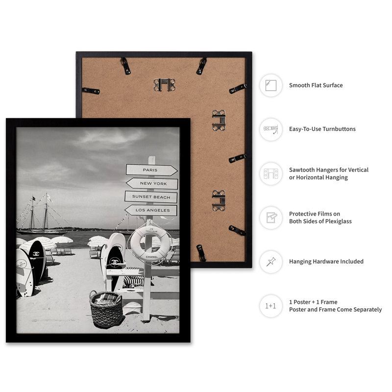 Plage tendance, Black Framed, Poster, 16"H x 20"W