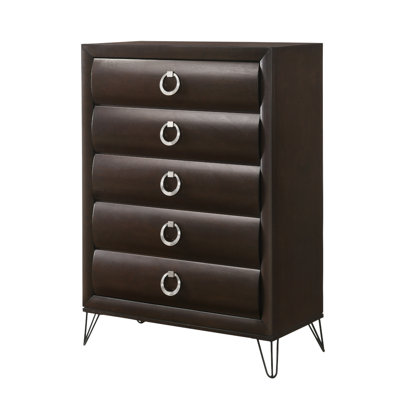 Jessie 5-Drawer Chest with Curved Fronts & Metal Legs