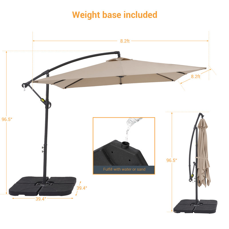  Parasol carré 98,4 po, Sable