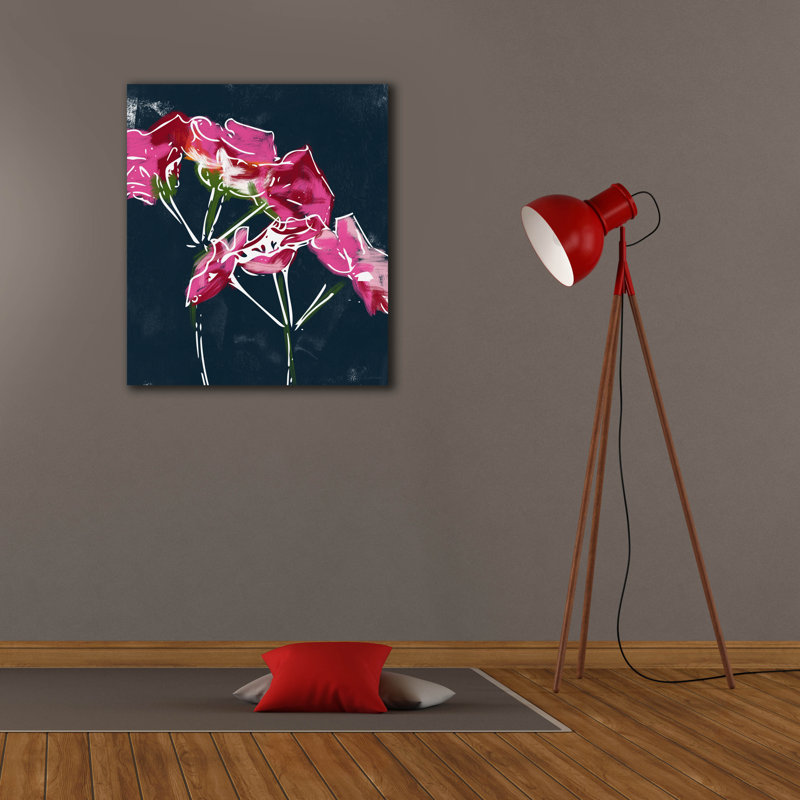 «Geraniums» par Linda Woods, art mural sur toile, H 30 po x l 26 po x P 1,5 po