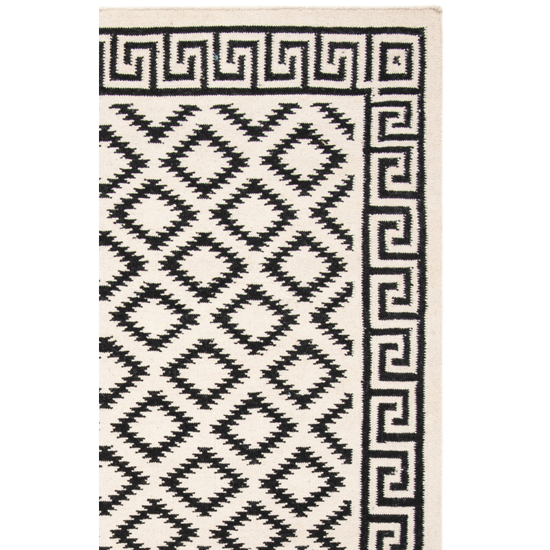 Tapis géométrique en laine tissé à la main Estevez, Rectangle 6 pi x 9 pi