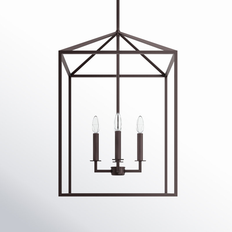 Lustre rectangulaire à 4 lumières Ellis, H 23,25 po x l 15,5 po x P 15,5 po, Non, Bronze