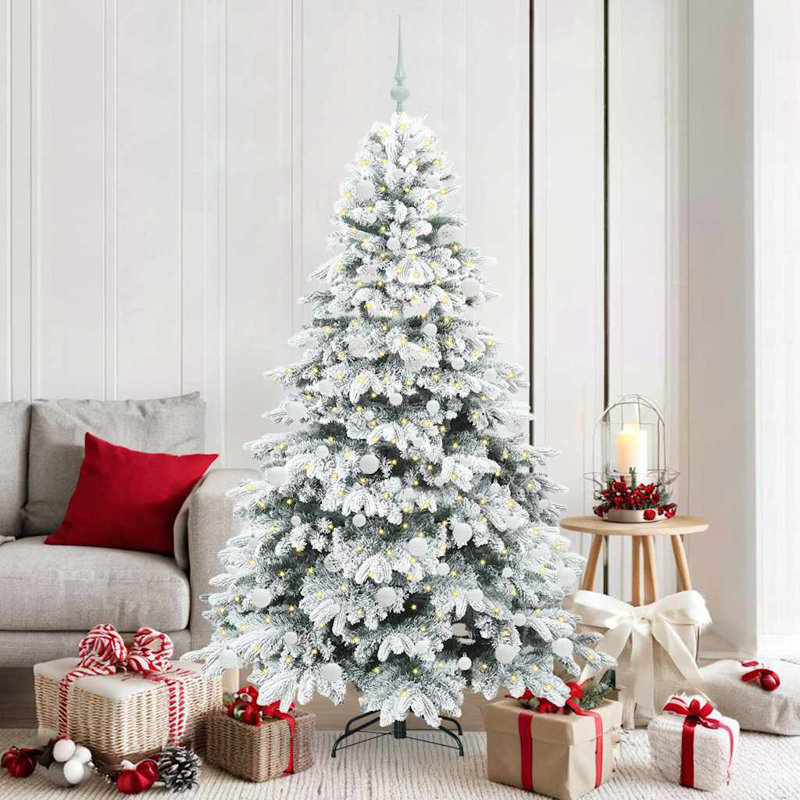 Artificial Christmas Tree with 300 LEDs Green PE and PVC, 5.91' H, White