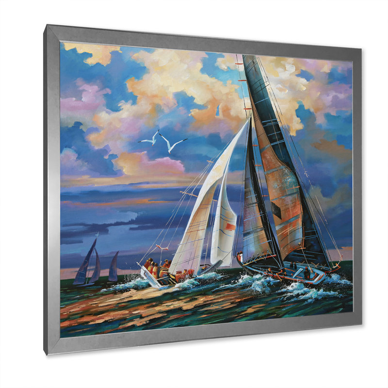 Regatta voiliers arrivant à la finition III - impression sur toile nautique et côtière, H 36 po x l 36 po x P 1 po