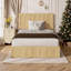 Structure de lit plateforme en bois massif avec tête de lit courbée et tiroirs de rangement coulissants, support en lattes de bois, aucun sommier nécessaire, design minimaliste pour les chambres modernes