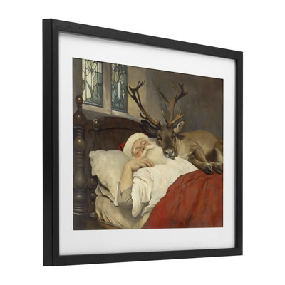 «Goodnight Santa & Reindeer», reproduction encadrée sous verre, design par Arlington Prints