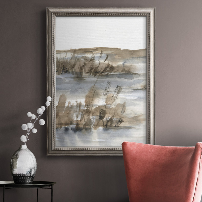 Toile encadrée de qualité supérieure bleu-gris Marsh IV - prête à être accrochée, H 20 po x l 16 po x P 2,5 po