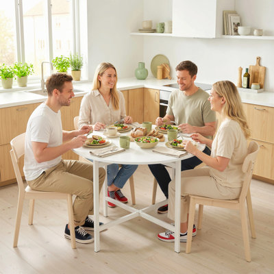Table de salle à manger pliante pour petits espaces 80 cm, blanc
