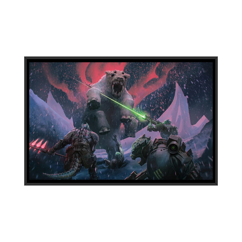 Veskarium Kothama Attack - reproduction d'art murale - toile encadrée, H 26 po x l 40 po, Noir