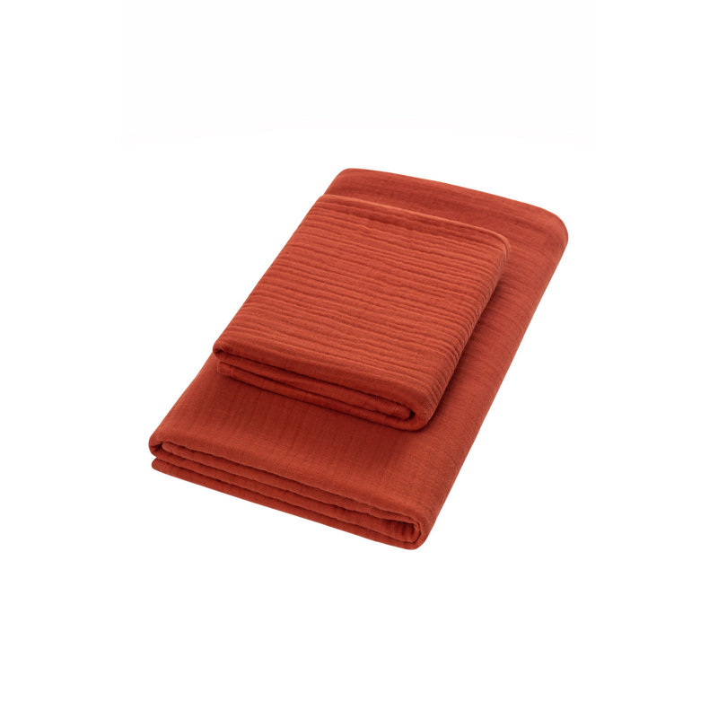Luxurious 100% Cotton Towel Set (2 Pieces) - Tile Red | Bath Towel 39.4 x 63.0 inches & Hand Towel 19.7 x 39.4 inches | Soft, Absorbent, Machine Washable | 4 Ply, Perfect for Spa, Bathroom, or Gym Use
