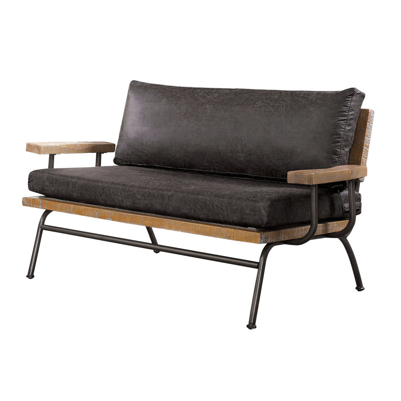Ardizzone Faux Leather Loveseat, Dark Gray Faux Leather