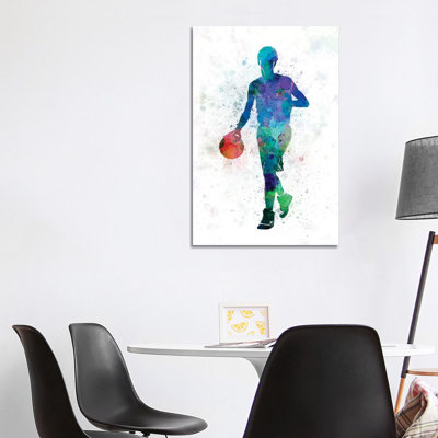 Young Man Basketball Player Dribbling by Paul Rommer - Painting on Canvas