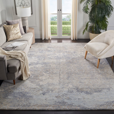 Tavant Hand Tufted Wool/Viscose Pile Abstract Rug in Blue/Ivory