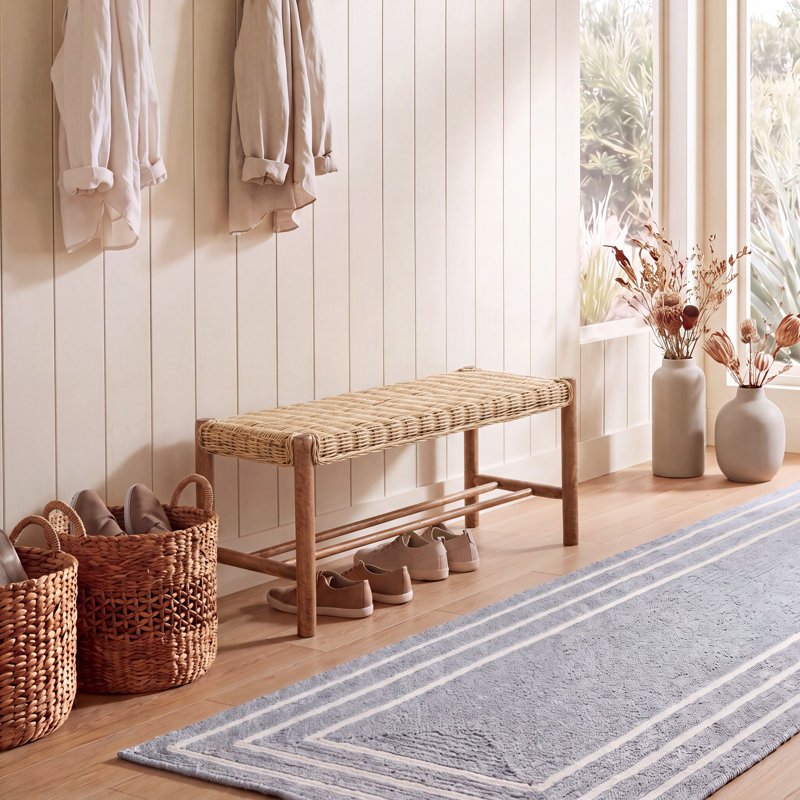 Enrique Bench W/ Rattan Weavin
